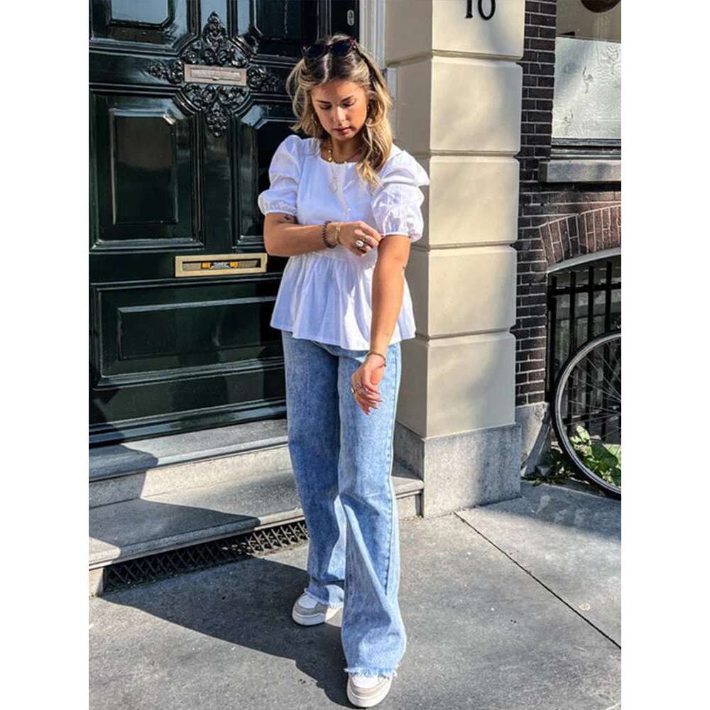 Fashion Backless Short Sleeve Shirts For Women Casual Back Lace Up Tops 2024 Spring Summer Chic Ladies Shirt Loose Streetwear