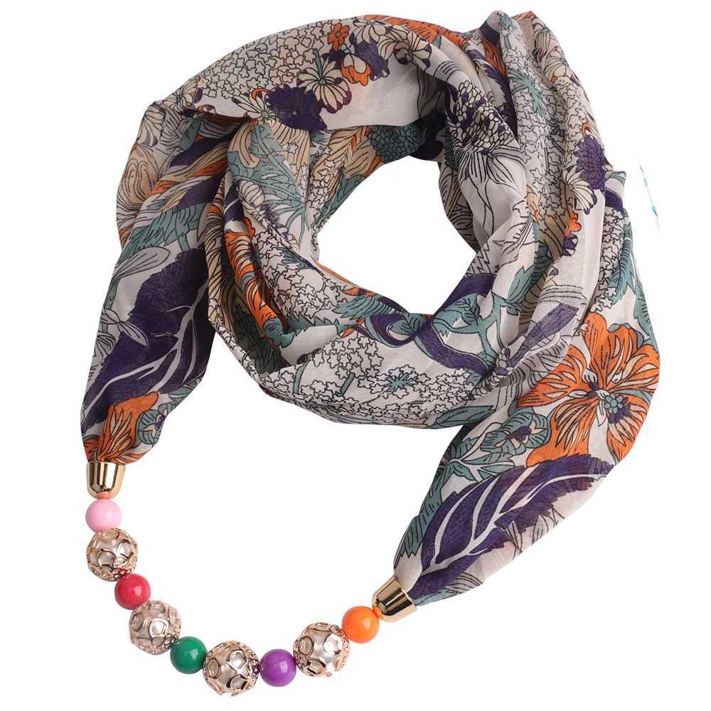 Chiffon scarf necklace jewelry unprinted statement pendant womens bohemian collar Foulard womens accessories headscarf W250218