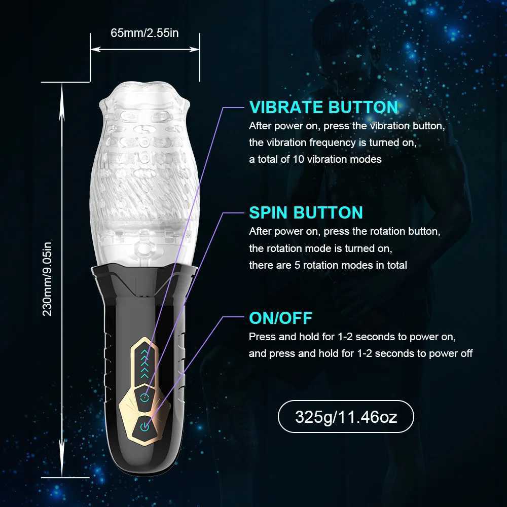 Automatic Electric 360 Rotating Sucking Male Blowjob Piston Masturbator Cup Vagina Real Oral Vibrator Sex Toys for Adults Men W250218