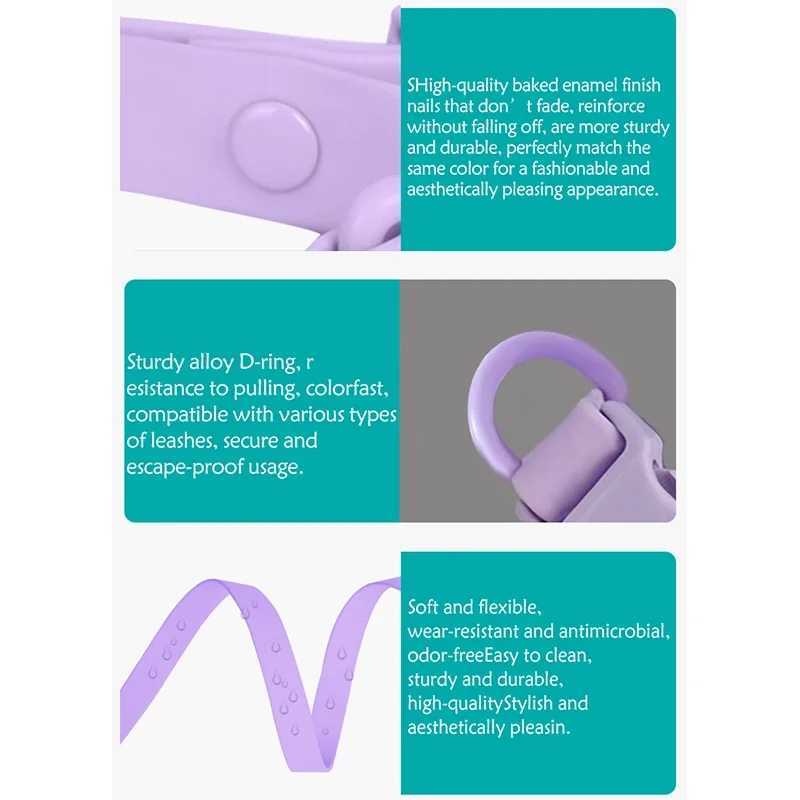 Dog Harnesses New Macaron Colored PVC Dog Collar Waterproof Dirt Resistant Easy To Clean Pet Collar Adjustable Neck Collar Pet Dog Collar Set H250217