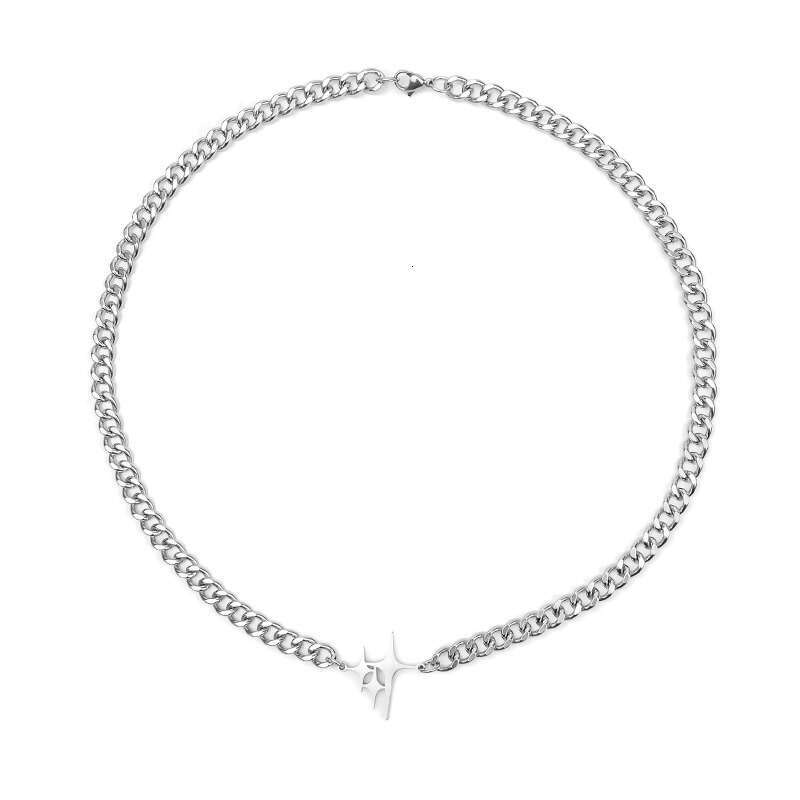 New Starlight Titanium Steel Necklace for Men's Colorless Cross Hip Hop Personalized Design Versatile Fashion Jewelry