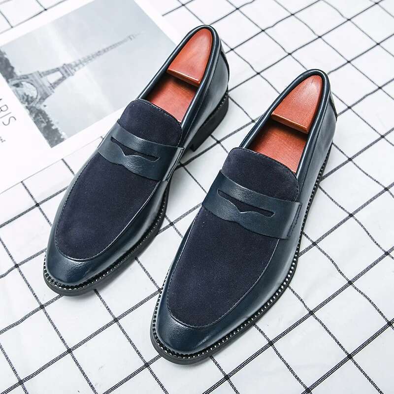 Italian Moccasins Suede Oxford Men Loafers Classic Original Derbies Pointed Toe Dress Leather Slip-On Wedding Shoes