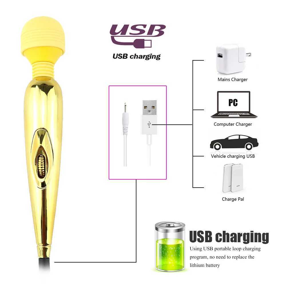 USB Charging AV Stick Couple Sex Toys Female Masturbator Female Vibrator Vagina Clitoris Anus Chest MassagerXJ250218