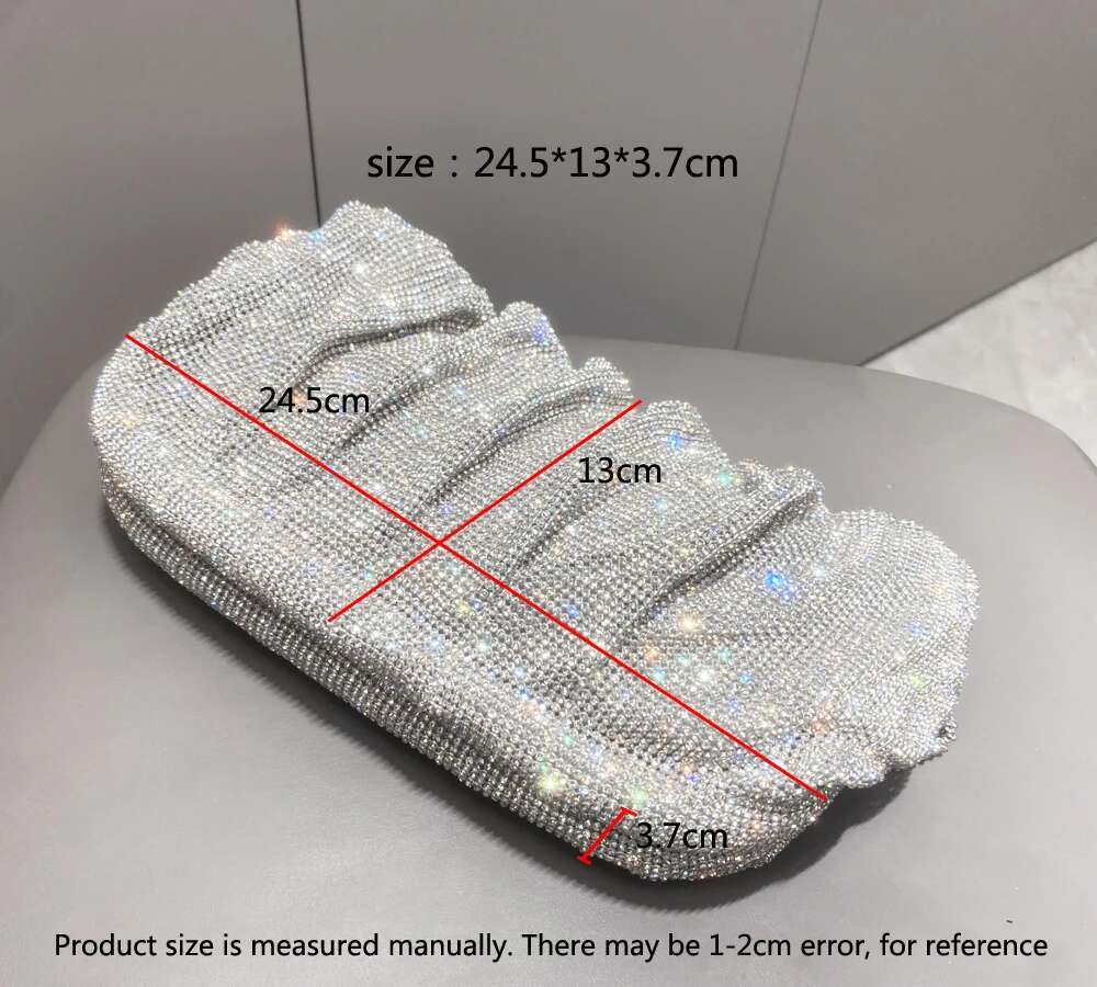 Shiny Handle Rhies Handmade Evening Clutch Bags New Folds Purses And Handbags Designer Wedding Party High Quality