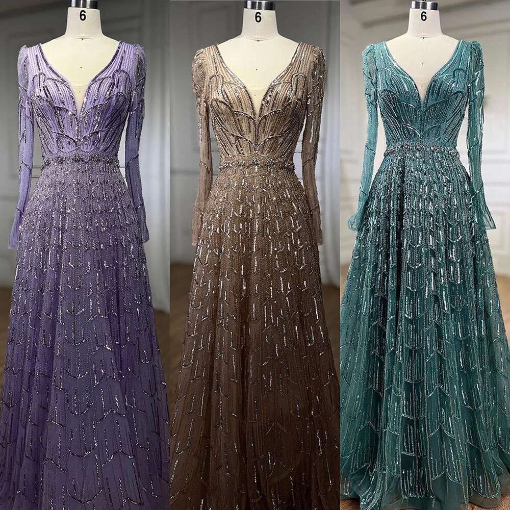 Caramel Muslim A E V Neck Beaded Dubai Long Evening Dresses Gowns Customize Evening Party