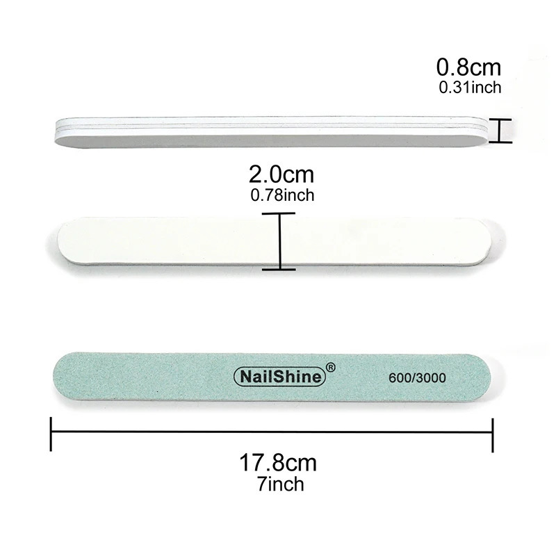 50/100Pcs Green White Nail Buffer File 600/3000 Straight Polishing Strip Nail Art Sanding Buffing Manicure Accessories And Tools 250214