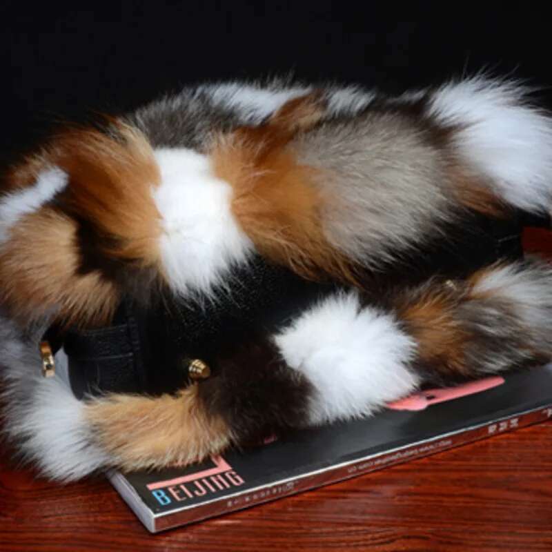 Real Women Fashion Colorful Fur Message Single Shoulder Bags Natural Sier Fox Handbag Evening Party Bag