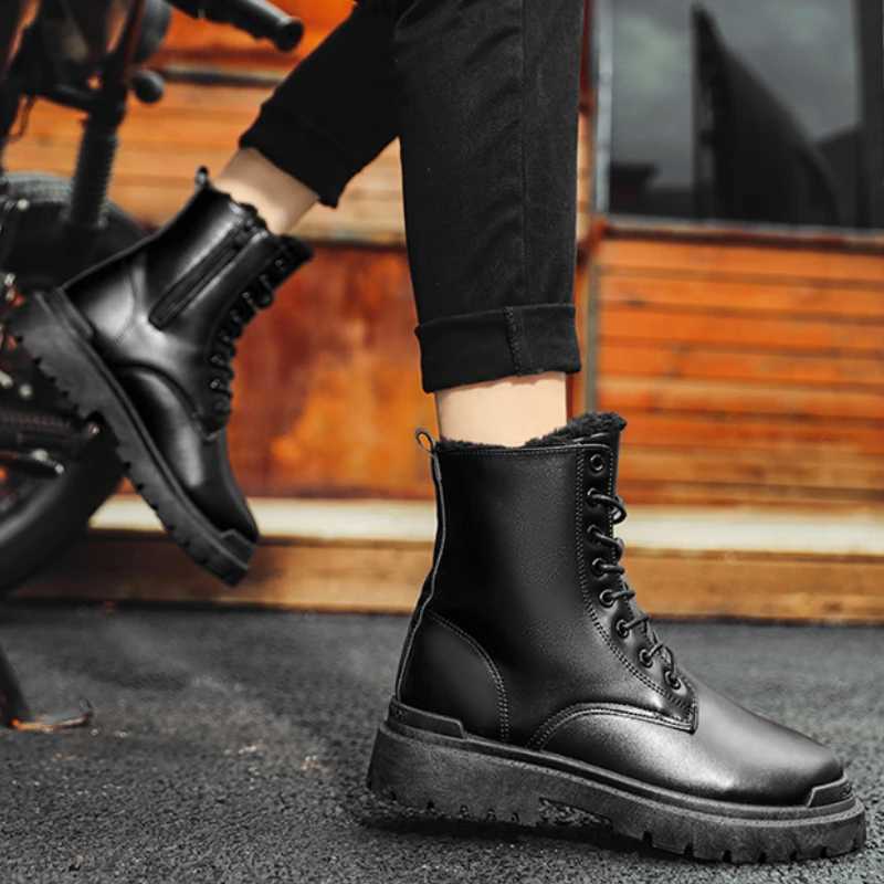 Spring Trend Half Boots for Men Black Men Boots Casual Shoes Men PU Leather Winter Boots Mens Safety Shoes Botas Para Hombrem44XJ250217