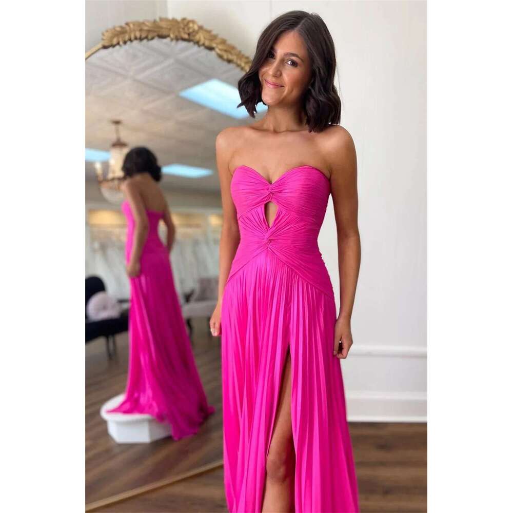 Strapless Bella Chiffon Prom Dresses Mermaid Homecoming Dress Elegant Sleeveless Customized Side Split Vestidos De Fiesta