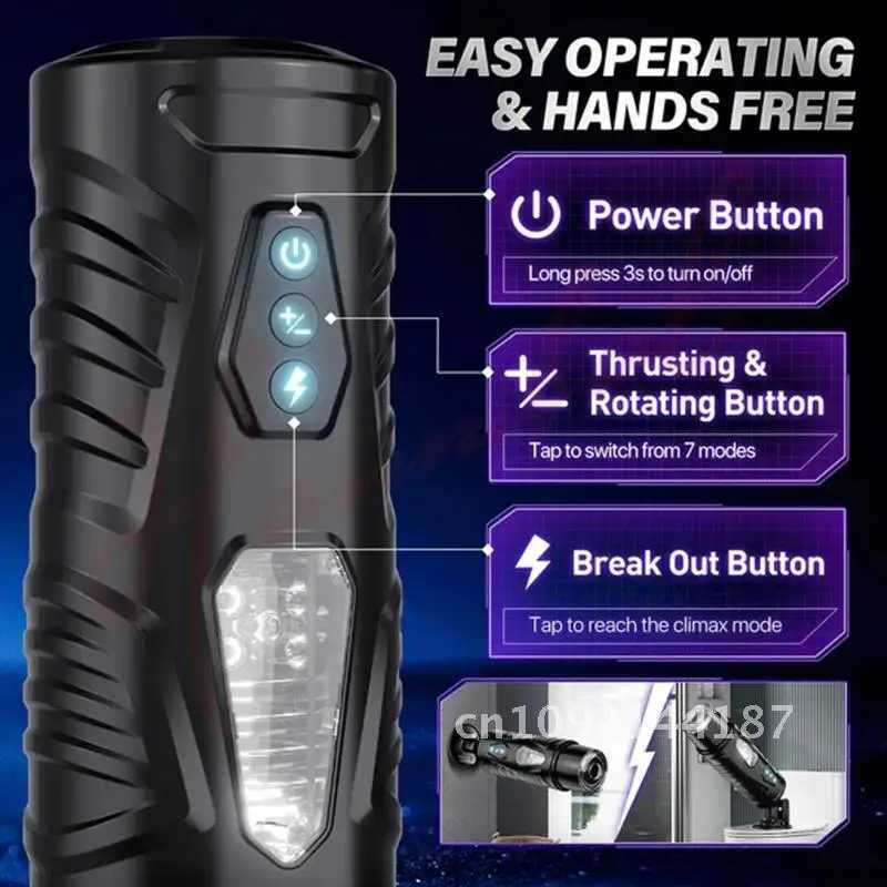 Hannibal Automatic Male Masturbator 7 Thrusting Pocket Modes Masturbator Sex For Cup Rotating Toy For Men Penis Pussy Electric W250218
