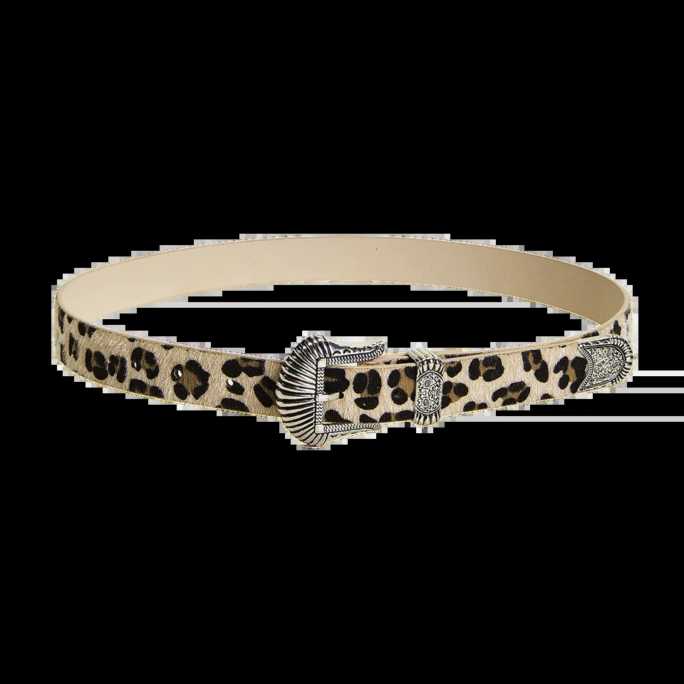 2.5cm Wide Leopard Print Pu Womens Belt Fashion Trend Y2k Hip-hop Punk Music Festival Clothing Accessories Thin Waistband 250306