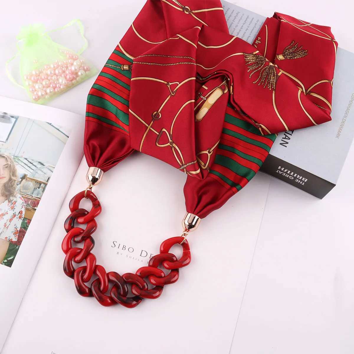 European American Fashion Silk Scarf Pendant Necklace Decoration Ring Scarf National Scarves Foulard Femme Accories Scarf W250218