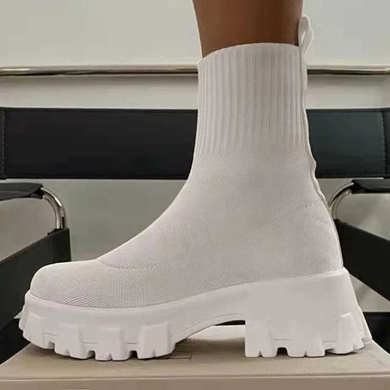 Women Boots 2022 Platform Boots For Autumn Winter Shoes Slip Platform Shoes Women Ankle Boots White Heels Short Botas MujerXJ250217