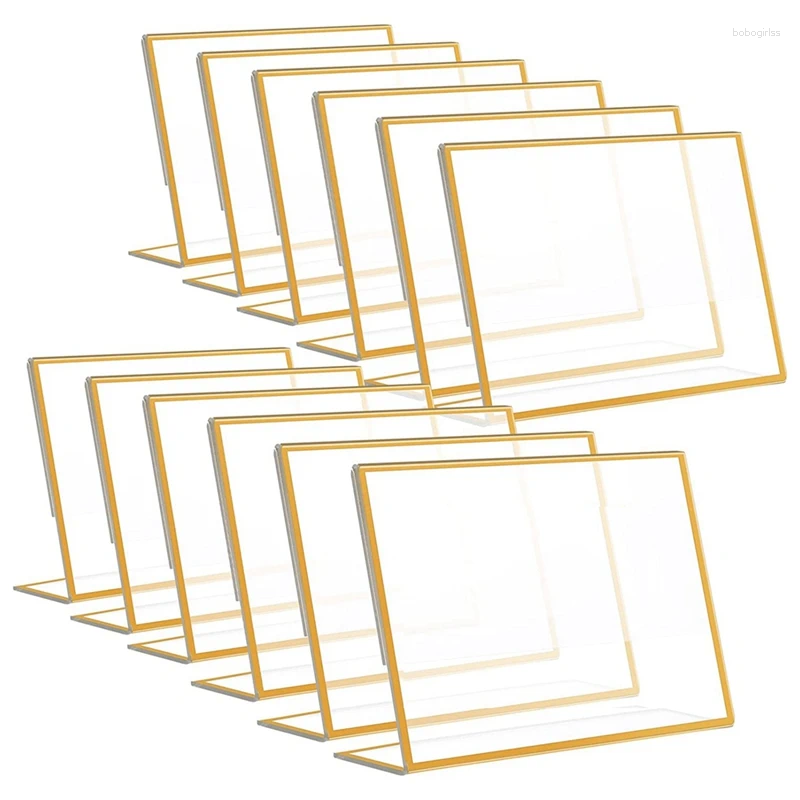 Frames 12PCS Gold Frame Acrylic Sign Holder Wedding Table Number 4X6inch Horizontal