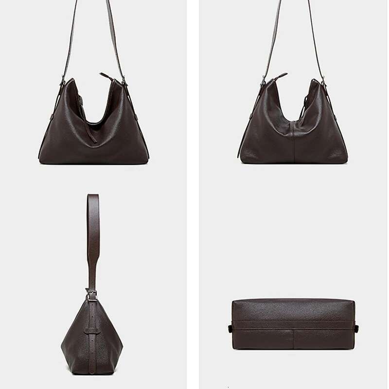 Hifashion Cowhide Genuine Leather Hobo Shoulder Bags For Women 2025 Vintage Designer Large Capacity Messenger Ladies Handbags