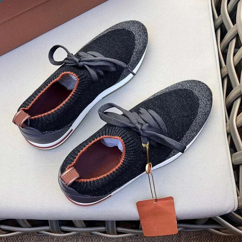 2024 New Men's Slip-on Low-top Breathable Knitted Sneakers Lightweight Non-slip Footwear Thick Bottom Shoes
