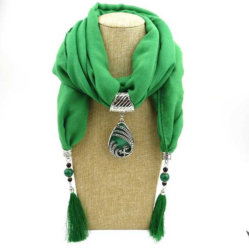 Cotton Viscose Scarfs Plain Neck Wear Peopack Peacock Resin Pendant Jewelry Winter Femme Scarfs W250218