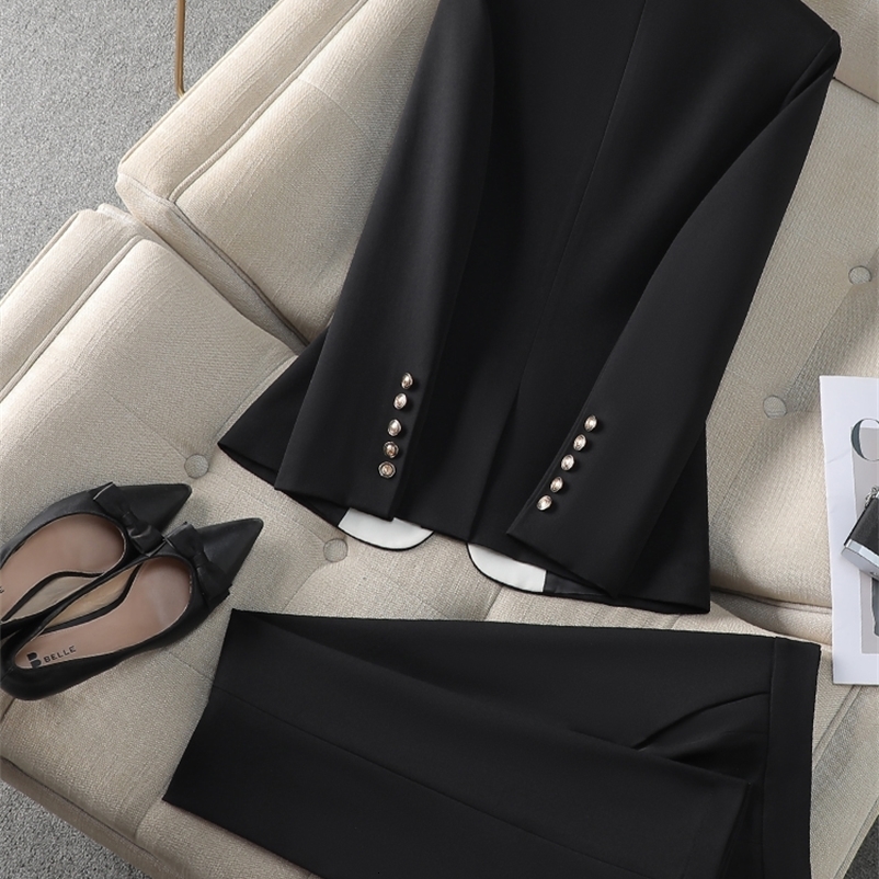 Fashion Red Black Beige Women Pant Suit 2 Piece Set Office Ladies Female Business Work Wear Formal Blazer Jacket 250206