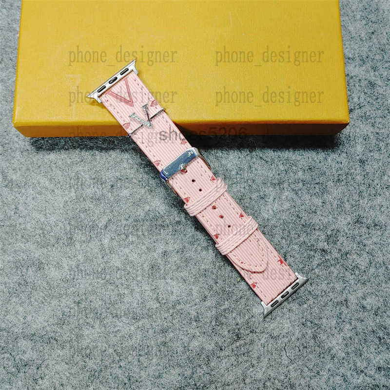 designer Diamond Clip Applewatch Bands Genuine Leather Buckle for iWatch 38mm 40mm 41mm 42MM 44MM 45mm 49mm 4 5 6 7 8 9 Ultra Brown Flower Bracelet