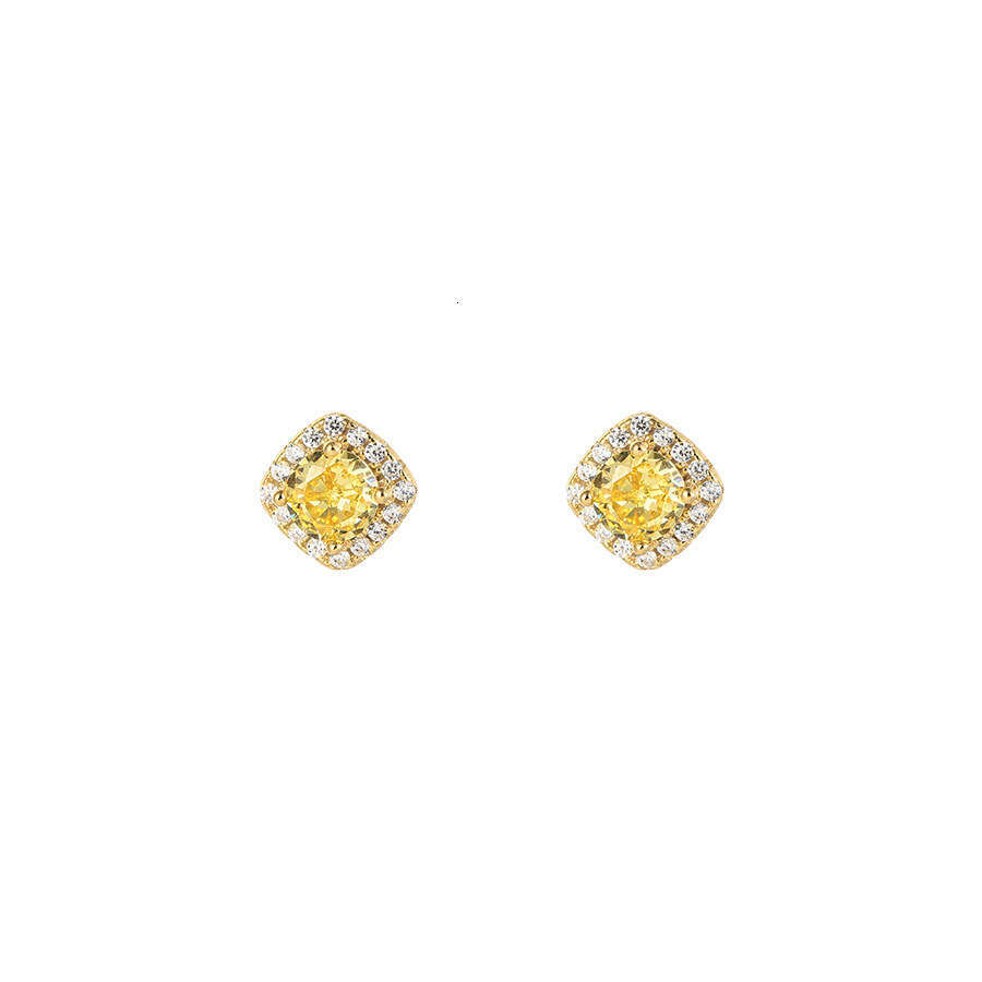 Tiki internet celebrity light high-end design sense square dia zircon small sugar women's trendy pure sier earrings