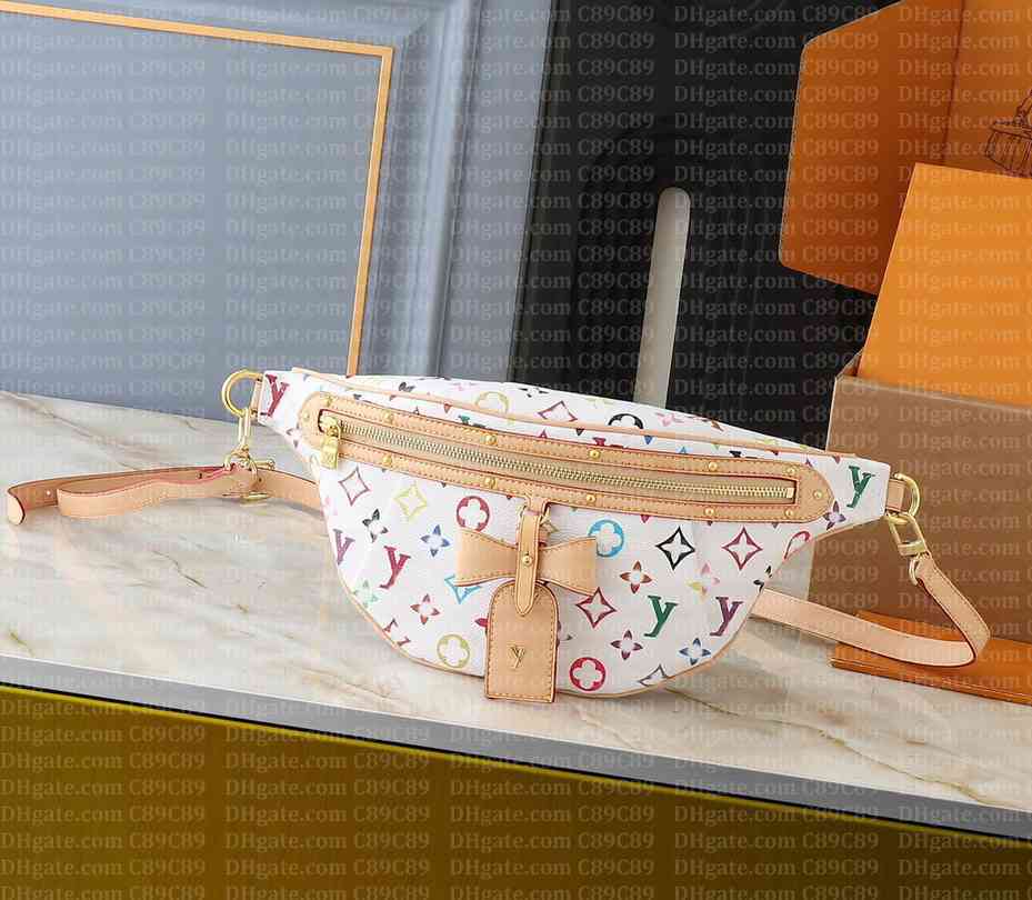 HIGH RISE Multicolor Bumbag Waist Belt Bag Designer bag Women takashi murakami Shoulder bag leather Fannypack handbags women colorful bag fashion Waist Bag