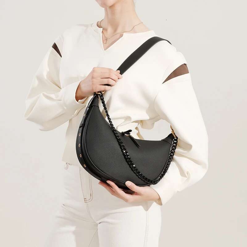 YANATARI Genuine Leather Dumpg Large Capacity Minimalist Crossbody Women Female Fashion Underarm Bag