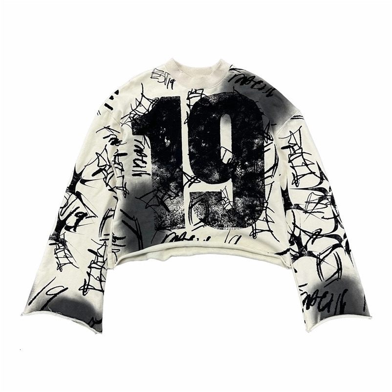 Y2K Fashion Long Sleeved T Shirt Men Women Harajuku Hip Hop Graffiti Style Graphic Print Oversized Tops Autumn Gothic Clothing 250206