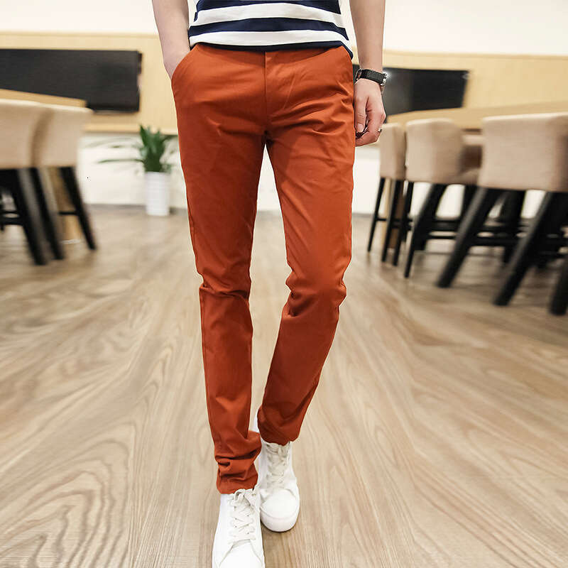 Internet Celebrity Slim Fit Small Leg For Men, Korean Version, Teenagers, Elastic Pencil Pants, Summer Clothes, Trendy Cards, Nine Point Harem Pants