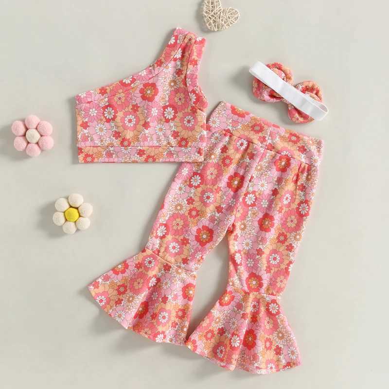 2023-03-08 Lioraitin 0-4Years Toddler Girls 3Pcs Summer Outfit Sets Sleeveless One Shoulder Vest Floral Flared Pants Headband W250218