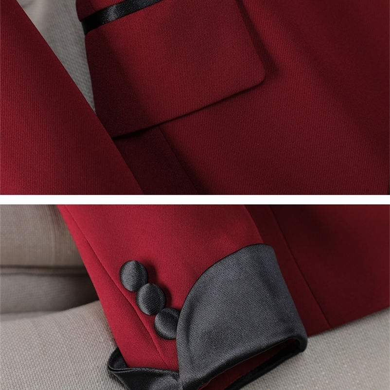 Elegant Red Black Womens Pant Suit Office Ladies Female Business Work Wear 2Piece Set Formal Blazer Jacket And Trouser 250206