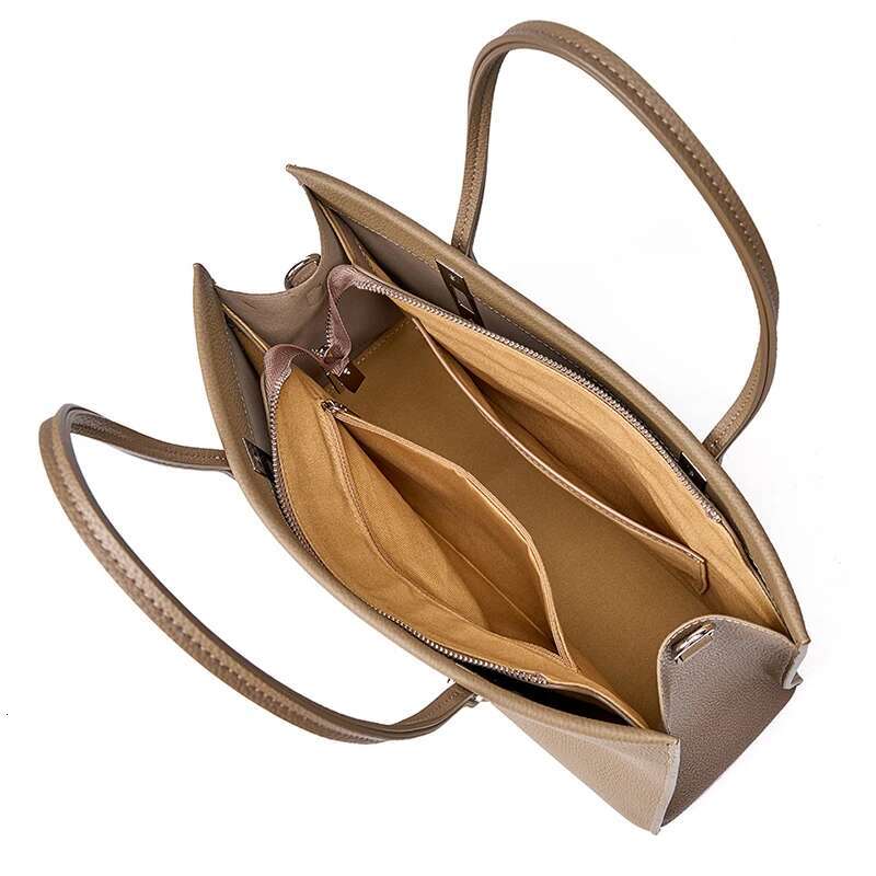 Hifashion 3 Layer Genuine Leather Large Tote Shoulder Bags For Women 2024 Trend Designer A4 Work Commuter Office Ladies Handbags