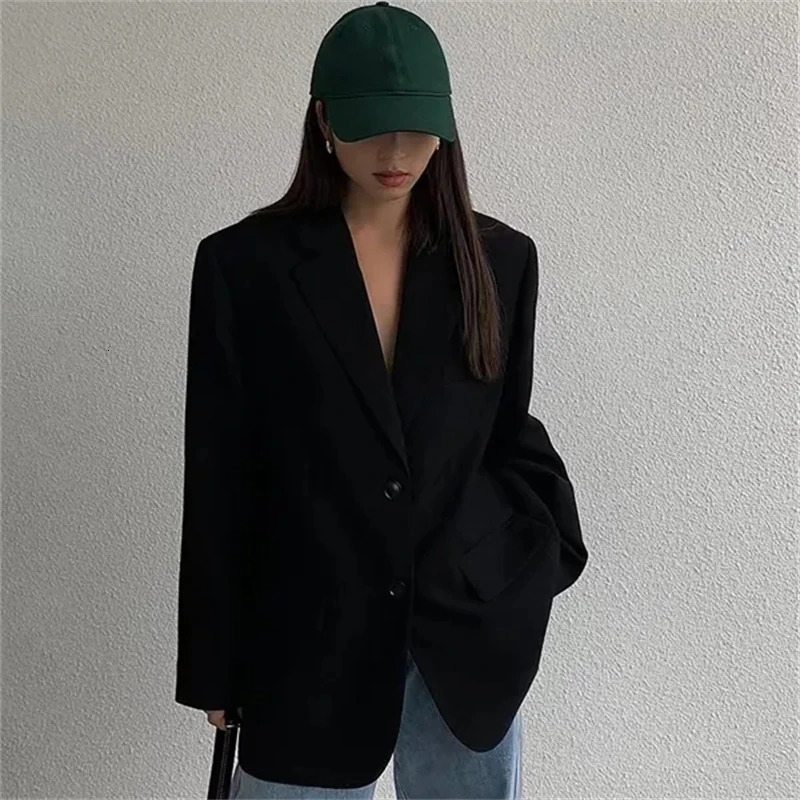 Womens Blazer Coat Spring Autumn Korean Version Retro Style Suit Jacket Temperament Trend Appear Thin Female Top 250213
