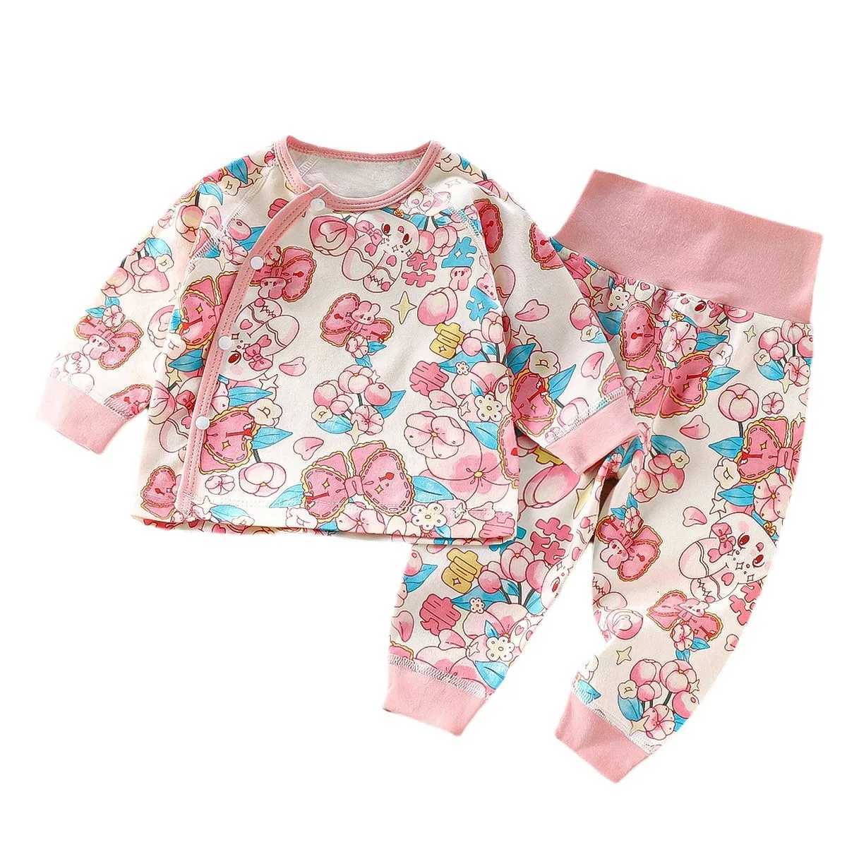 Autumn Newborn Girls 2PCS Sleepwear Set Printed Long Sleeve Base Top Suits High Waist Skinny Leegings Infant Girl Outfit W250218