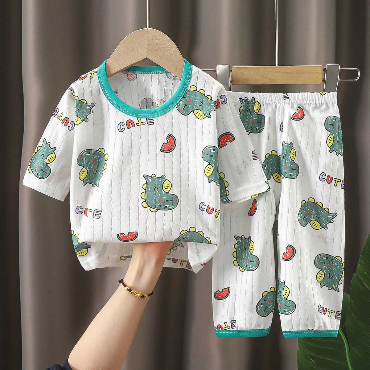 Kids Clothes Three Quarter Sleeve Home Cotton Sleepwear Childrens Clothing Boy Girl Autumn Winter Tops Pants SuitsChildrenSets W250218