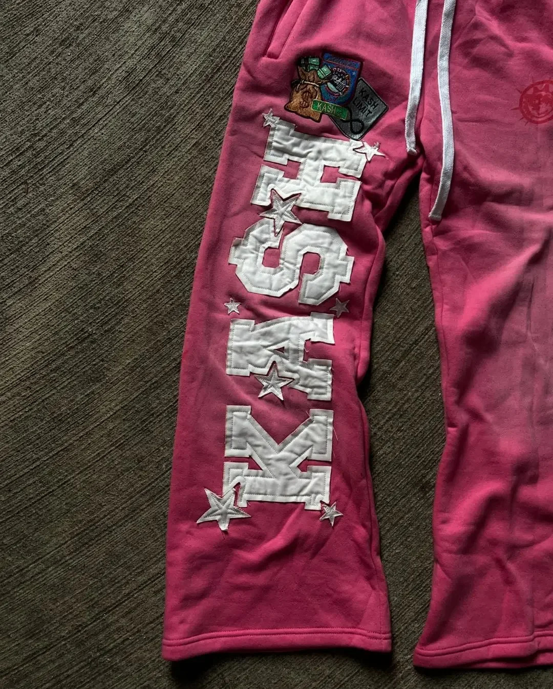 Pink Double Layer Sweatpants Y2K Mens Womens Gothic Hip Hop Letter Patch Retro Baggy Pants Casual Elastic Waist Jogging Pants 250217
