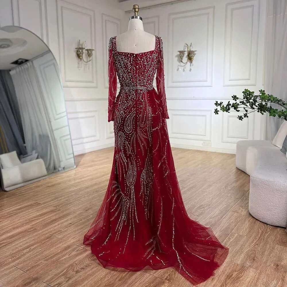 Pink Arabic Elegant Mermaid Overskirt Beaded Long Evening Dresses Gowns Customize Evening Party