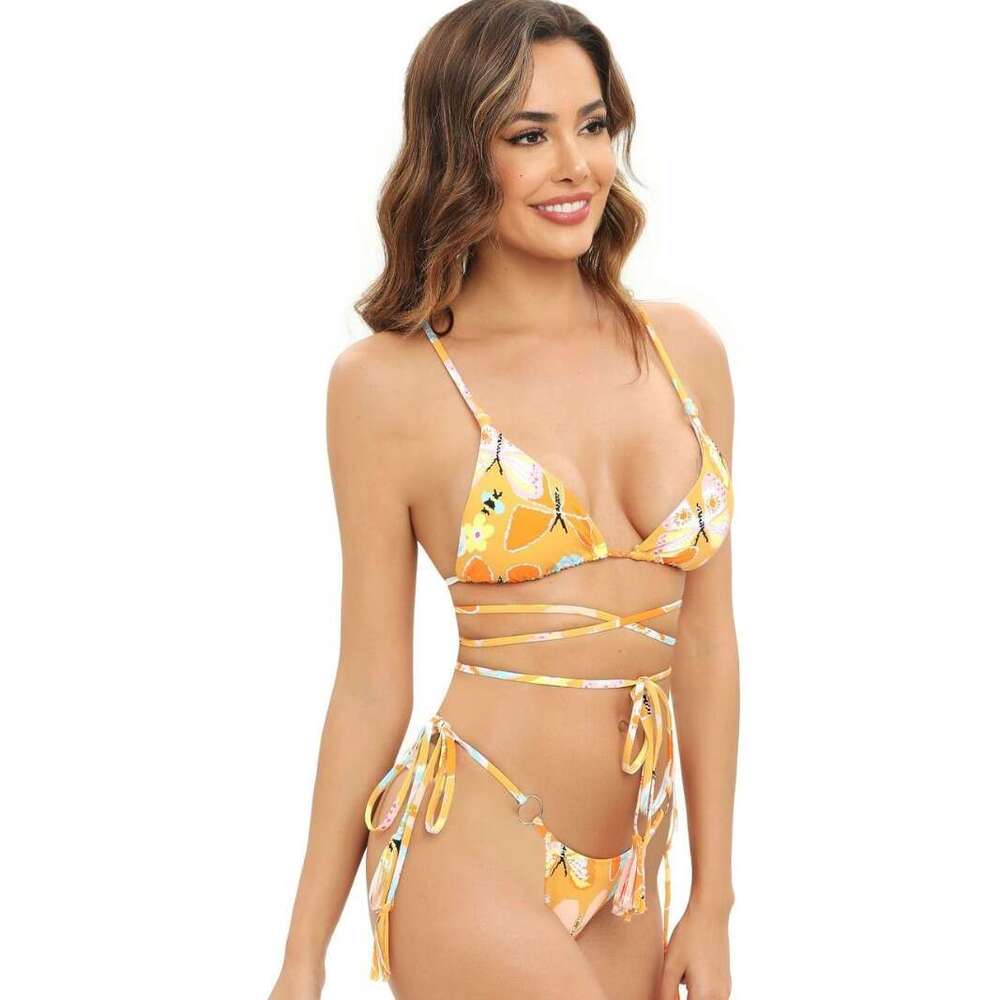 three-point split sexy printed bikini European and American swimsuit 2025 new casual versatile fashion clothing