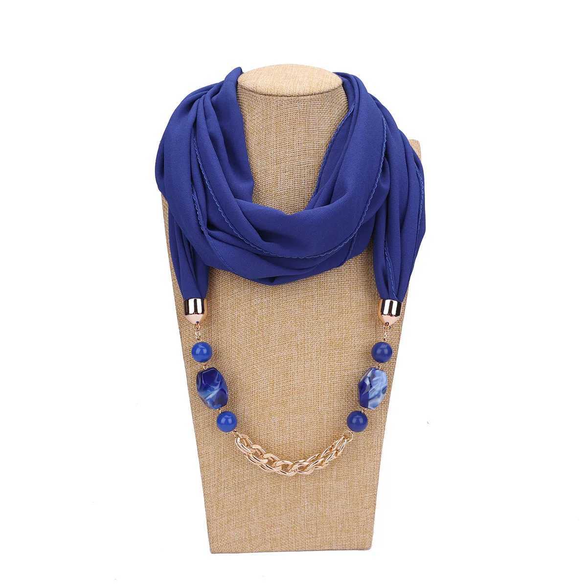 Solid Color Collar Scarf Luxury Beaded Pendants Jewelry Necklace Scarves Wr Women Sh Foulard W250218