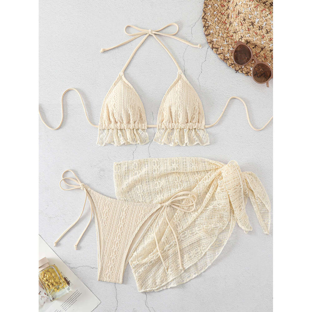 2025 Bikini New Splicing Advanced Sensual Lace Up Hot Spring Swimsuit Women's 3-piece Set Designer Swimwear Porno One Piece Swimsuit New Arrival 