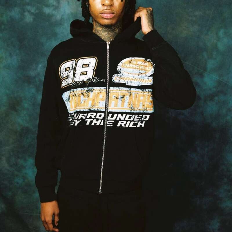 Goth Graphic Print Hoodies Clothing Street Haruku Vintage Hip Hop Zip Up Hoodie Loose Casual Sweatshirt Men Clothes Tops