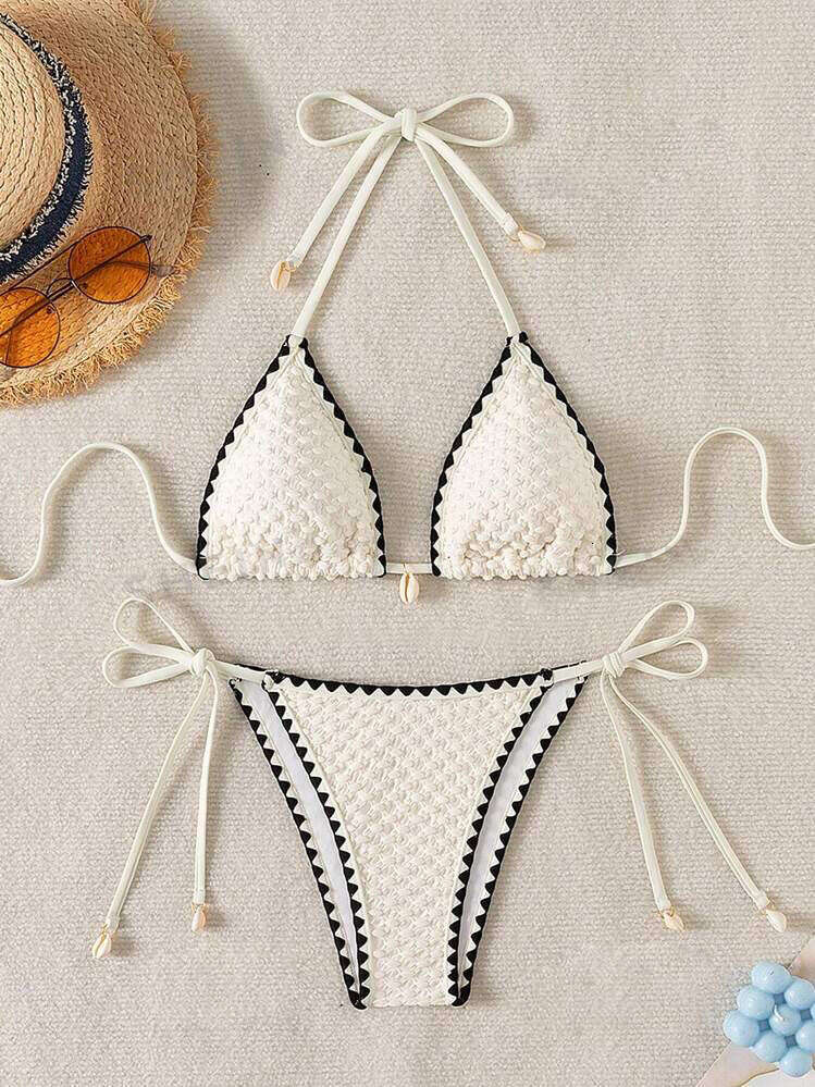 New Women's Sexy Split Bikini Knitted Three-point Beach Swimsuit Luxury Swimwear Swimwear Sexy Luxury Bikini Swimsuits Designer Womens Bathing Su
