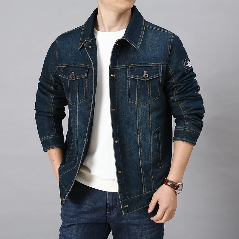 Highquality Mens Denim Jacket Fashion Hole Casual Cotton Button Stretch Street Personality plus size 6XL 250210