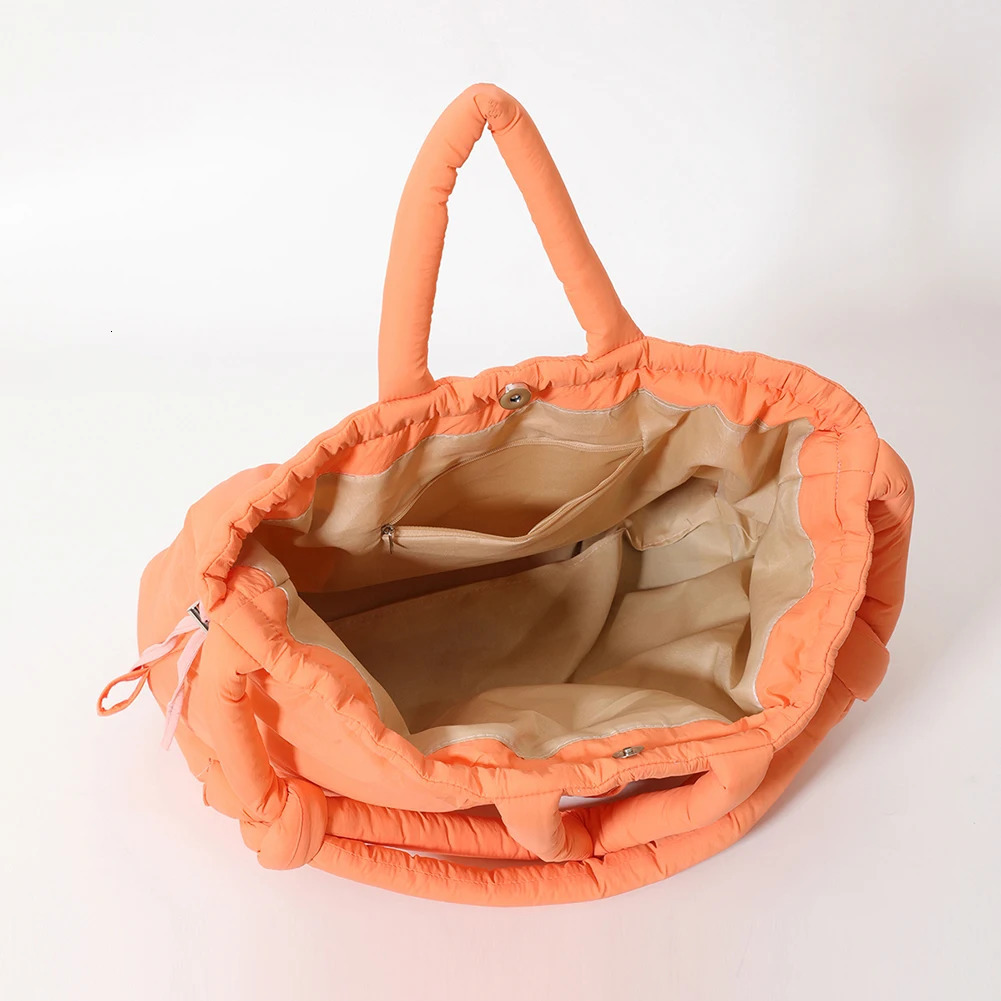 Inflatable handbag adjustable shoulder strap nylon solid cross body bag shopping and travel backpack 250213