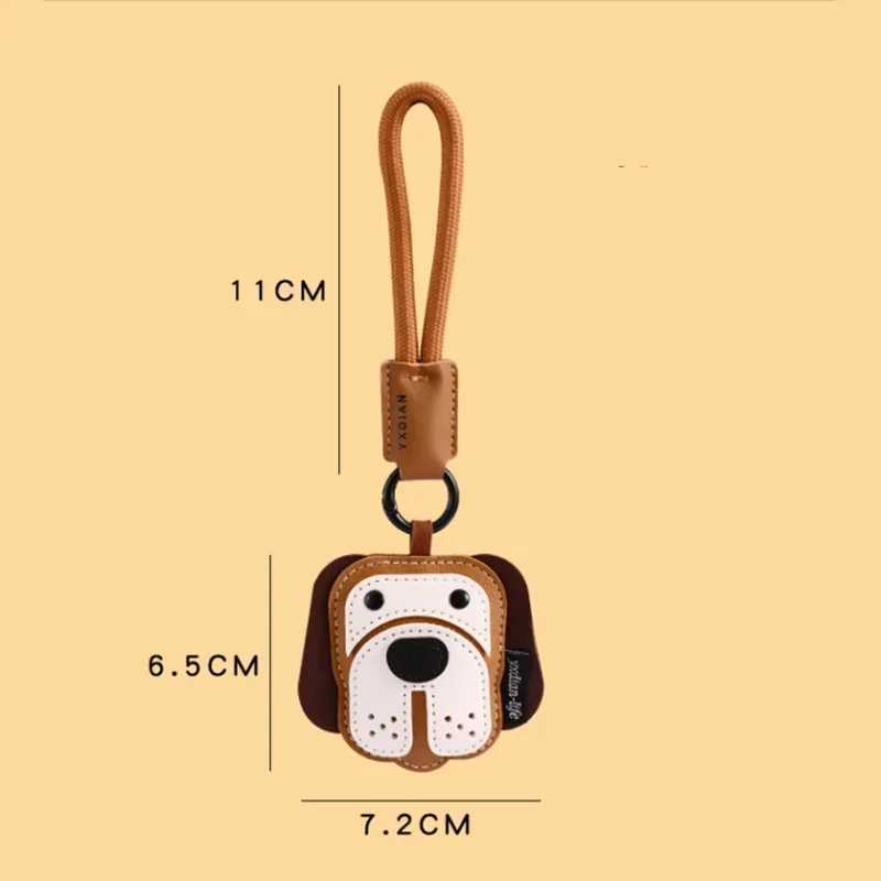 Keychains Lanyards 1 piece of Kawaii PU leather black brown small dog keychain charm 3D animal pendant for DIY jewelry making keychains H250217