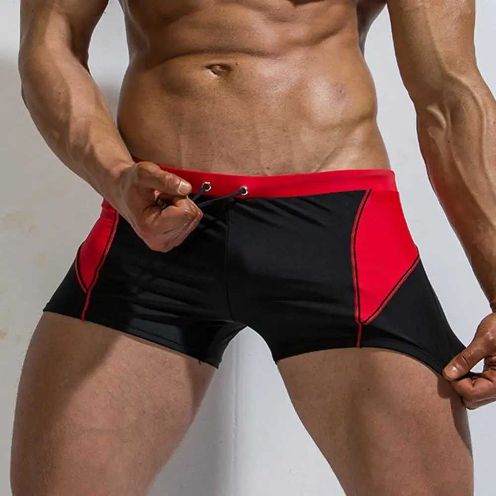 Beach Shorts Quick Dry Slim Nylon Briefs Stitching Color Boxers Men Swim Trunks Swimwear For Surfing Beach Shorts Beach Pants M250218