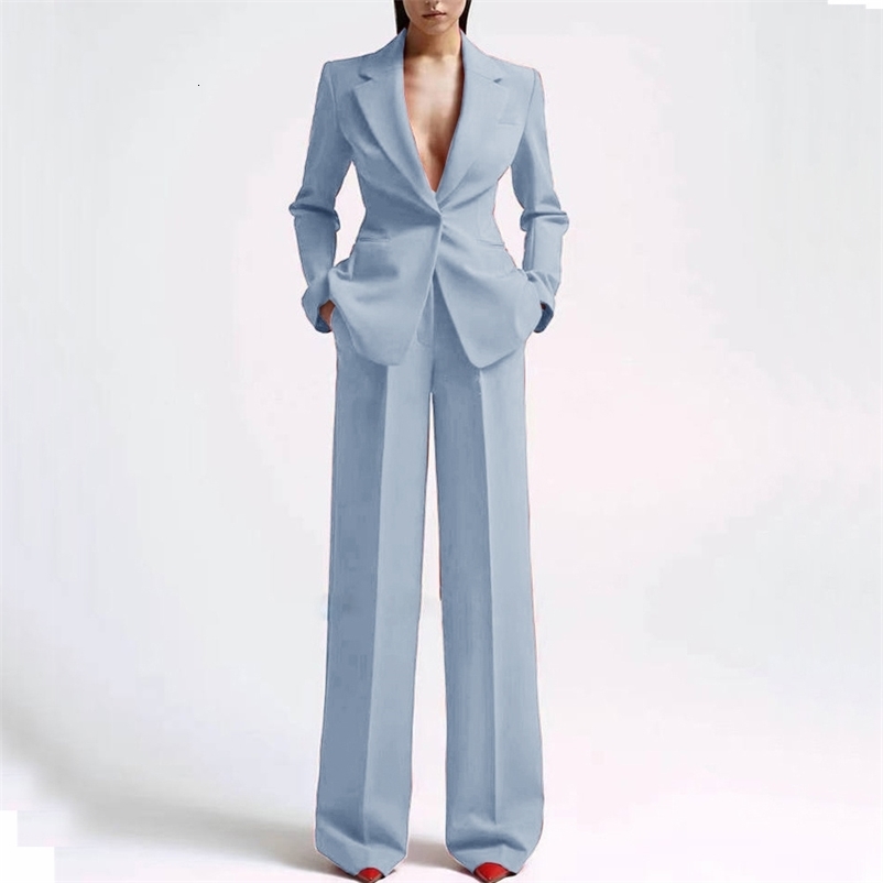 Formal Women Suits Office Slim Fit Ladies 2 Pcs Set Blazer Lady Business Work Wear Party Dress Trouser With Pocket 250206