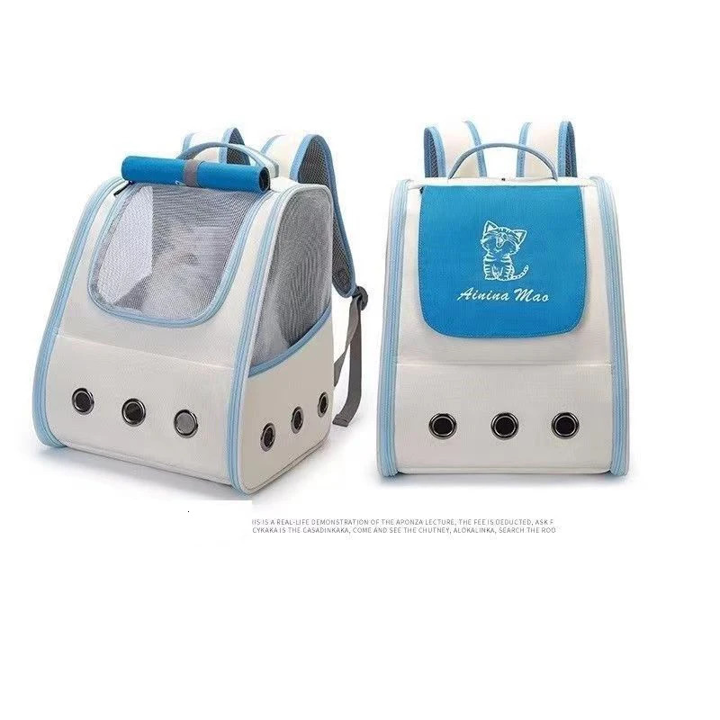 Pet Cat Backpack Breathable Portable Travel backpack for cat and dog With Anti Breakaway Belt Three-door AA074 250217