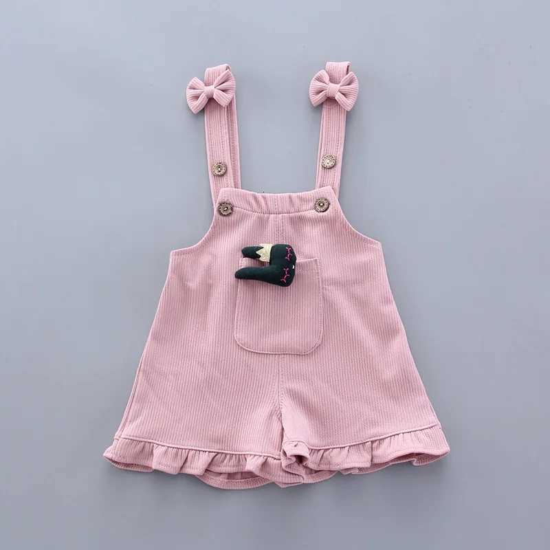 Summer Children Clothing Baby Cute Girls Casual T-Shirts Bib Shorts 2Pcs/Set Toddler Fashion Cotton Infant Clothes Suit W250218