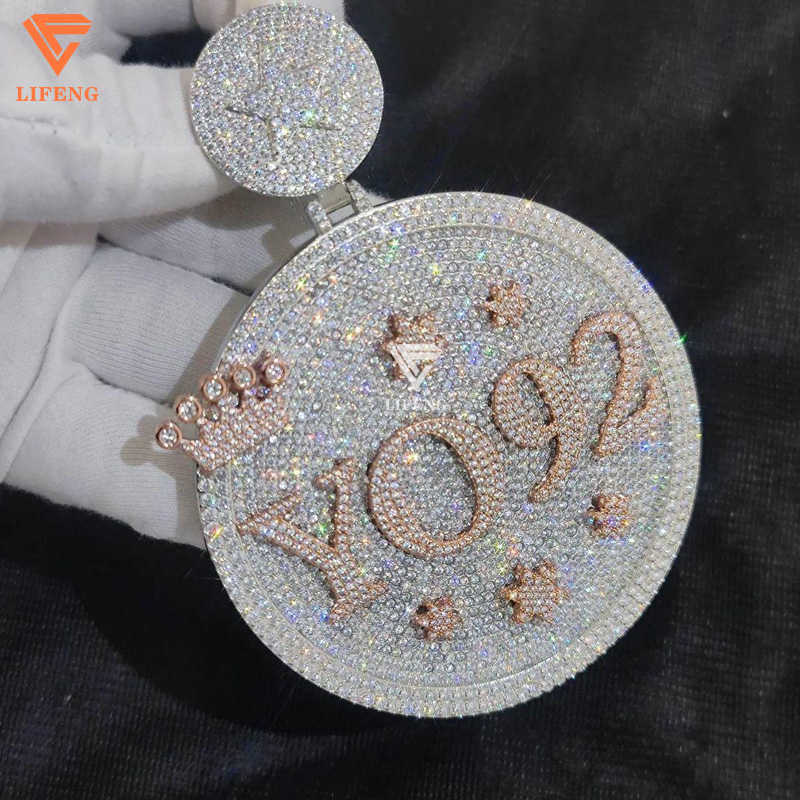 Lifeng Jewelry S925 Silver Iced Out Pendant Custom Name 925 Sterling Solid Gold Moissanite Pass Diamond Tester Letters Charm