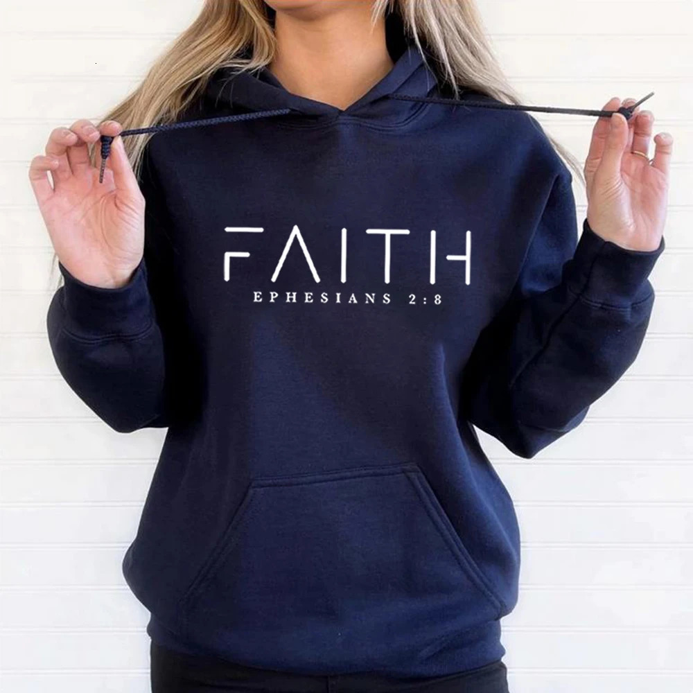 Faith Hoodie Ephesians Hooded Bible Verse Sweatshirt Christian Clothing Women Pullover Unisex Trendy 250213